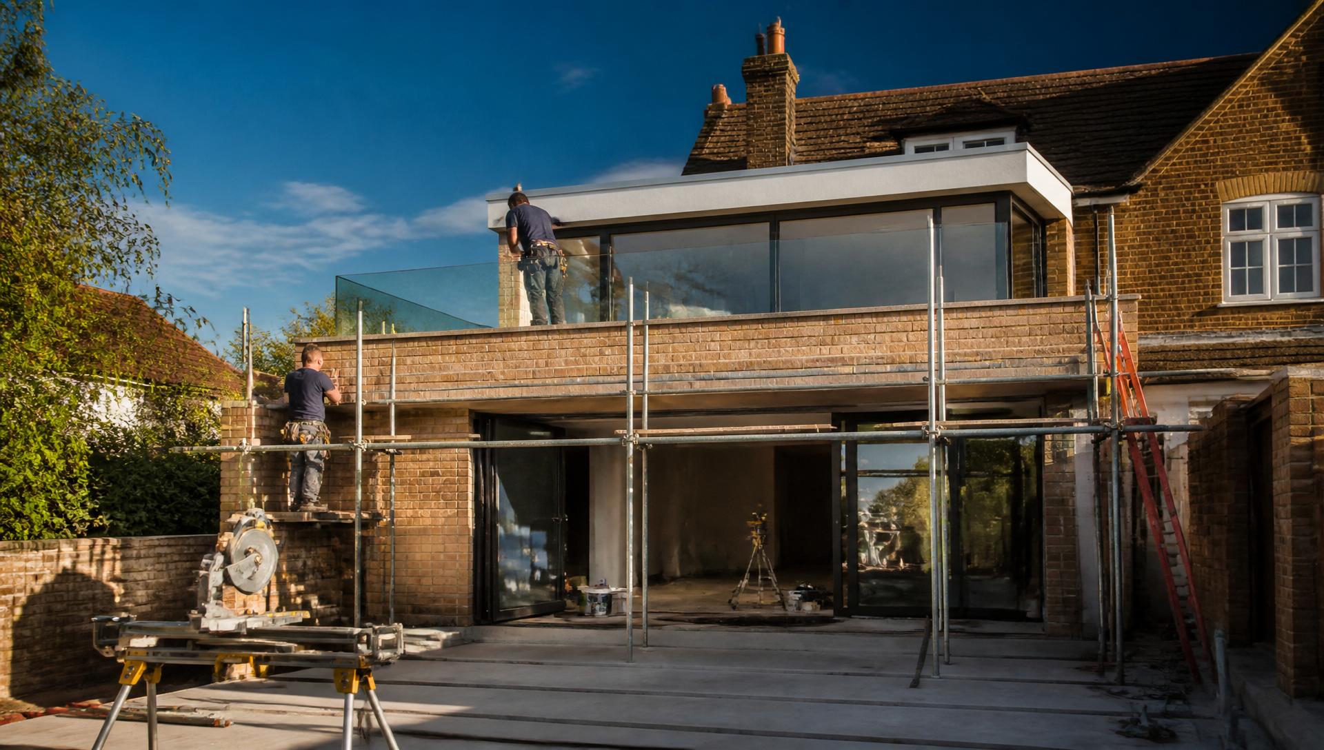 Modern house extension under construction by Graham Middleton Master Builder